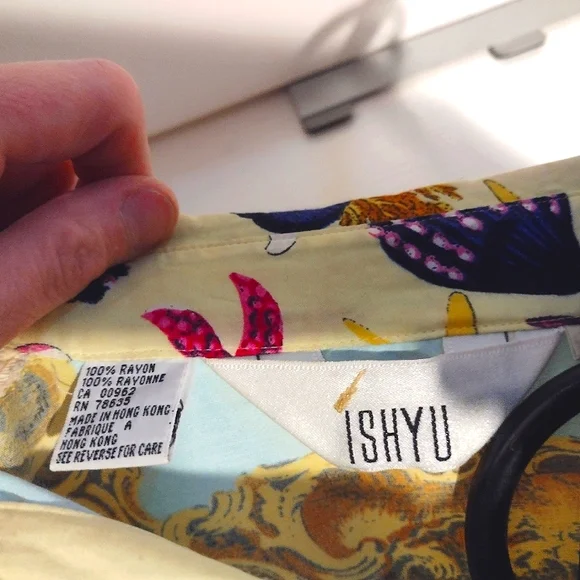 Seashell + Ocean Motif Baroque Print Vintage Blouse - Picture 4 of 7